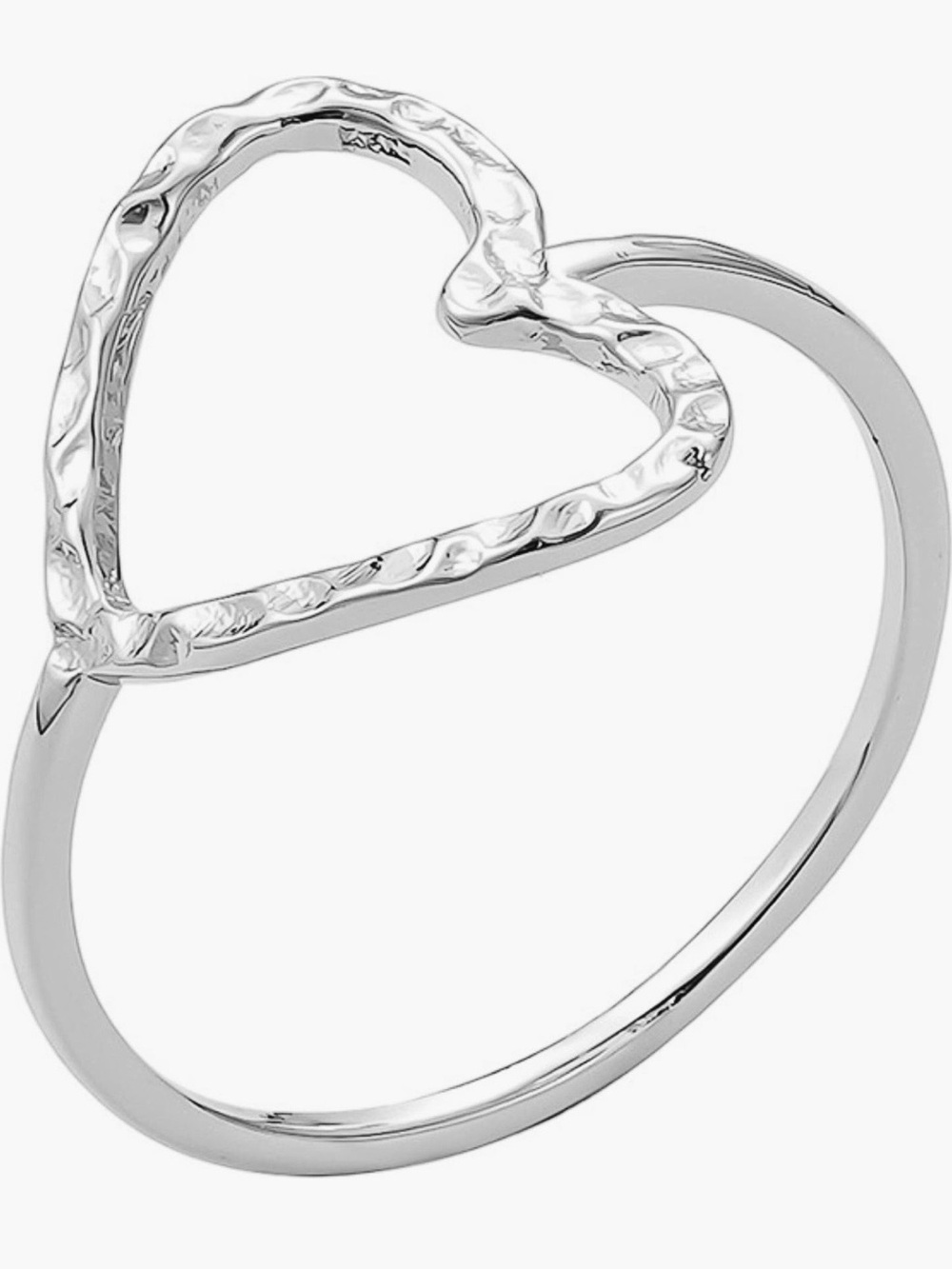 NWT  Adornia  Silver Hammered Open Heart Pendant Ring - 6